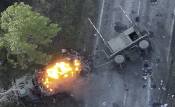 En septiembre de 2022, el ejército ucraniano publicó una foto en su sitio web en la que anunciaba la destrucción del sistema de guerra electrónica ruso R-330Zh Zhitel. Foto: Ejército ucraniano.