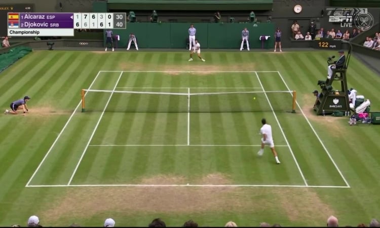 Djokovics Fehlschuss in Satz 5 gegen Alcaraz