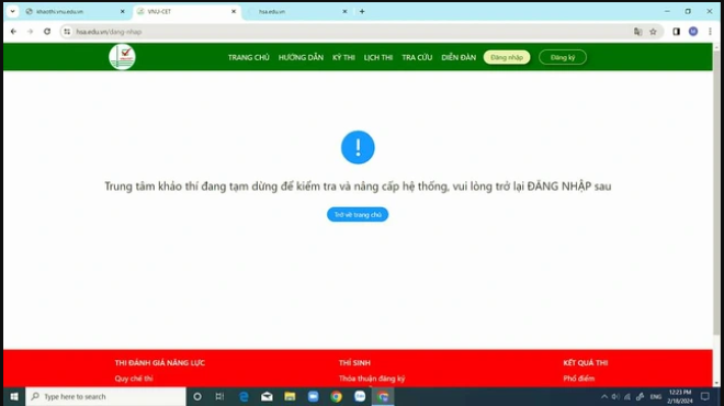 Cổng đăng ký thi HSA không thể truy cập ngay từ khi bắt đầu mở cổng đăng ký lúc 9h sáng nay.