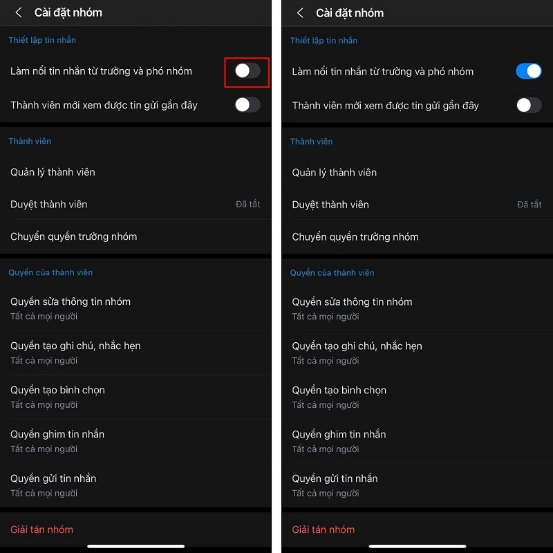 Làm nổi tin nhắn từ trưởng và phó nhóm Zalo cực đơn giản