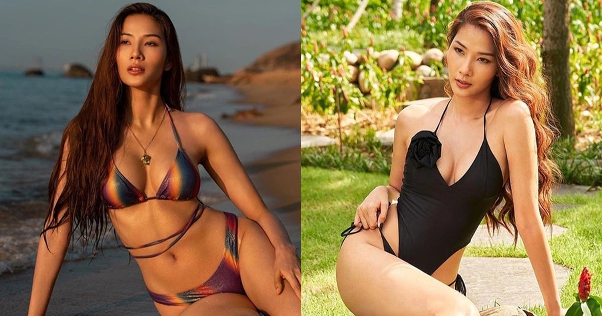 Runner-up Hoang Thuy increasingly likes to wear bikinis to show off her hot body.