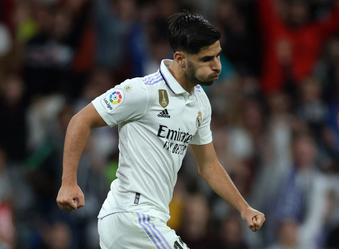 Asensio mừng bàn trong trận Real thắng Getafe 1-0 hôm 13/5. Ảnh: Reuters