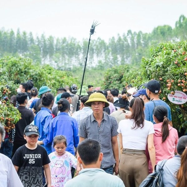 Crowds of people eagerly attend the Luc Ngan tourism program in the lychee season