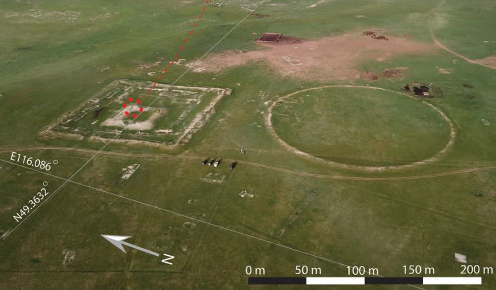 La zone où le tombeau de Gengis Khan a été découvert. Photo : Recherche archéologique en Asie