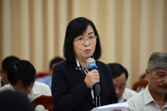 Ms. Nguyen Thi Minh Sau speaks at the conference. Photo: Quang Huy