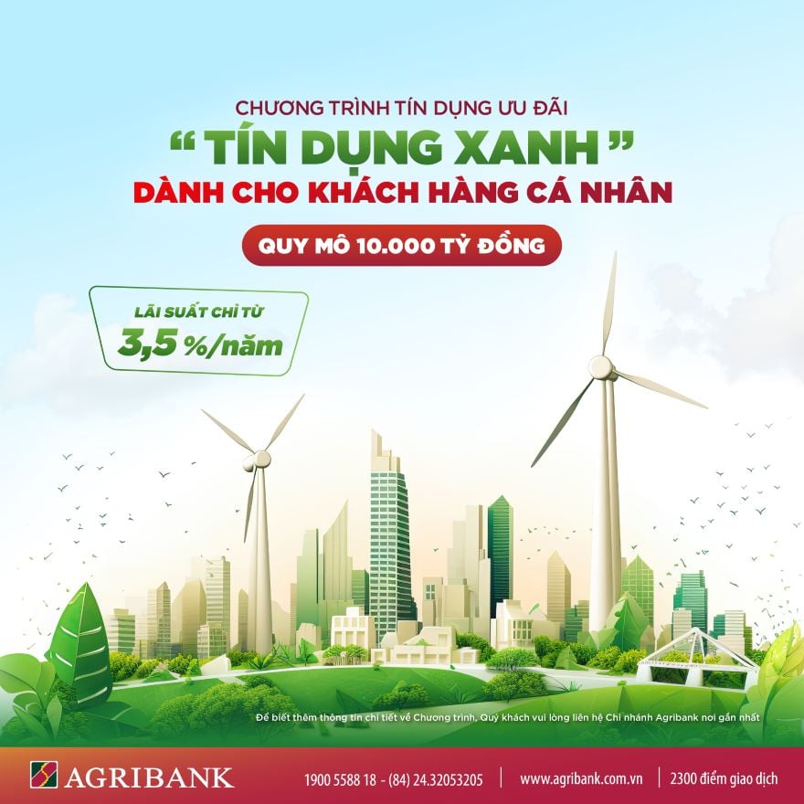 Agribank ចំណាយ 10,000 ពាន់លានដុងដើម្បីអនុវត្តកម្មវិធីលើកទឹកចិត្ត "Green Credit" សម្រាប់អតិថិជនម្នាក់ៗ