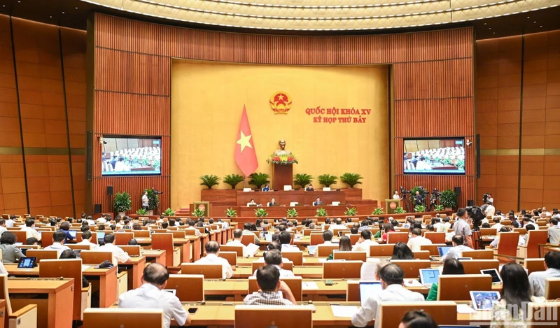 Scene of the National Assembly session on the morning of June 25. (Photo: DUY LINH)