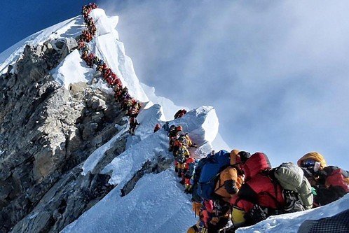 Traffic jam on Mount Everest taken in May 2019. Photo: Project Possible.