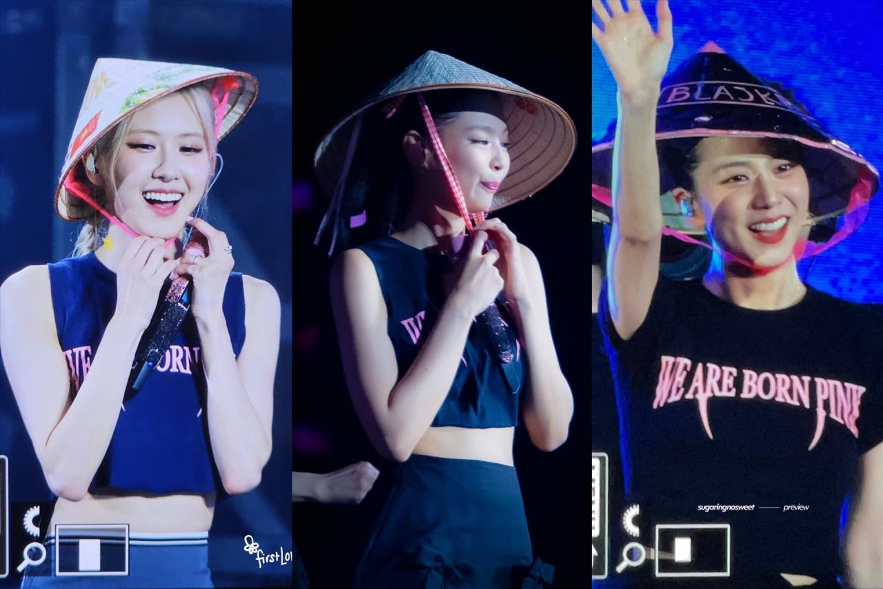 Blackpink speaks Vietnamese, wearing conical hats given by Vietnamese fans. Photo: Twitter Blackpink Fans