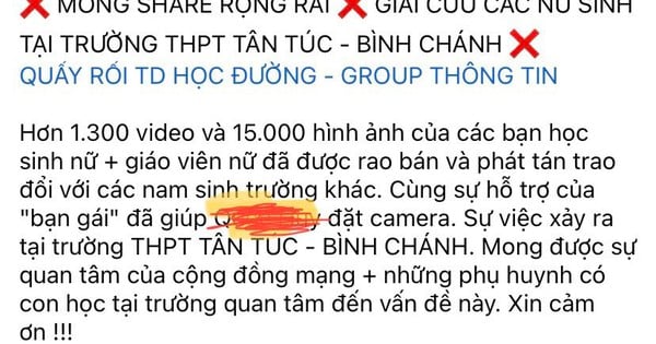 Trường THPT Tân Túc nói gì thông tin hàng ngàn clip nữ sinh bị quay lén trong nhà vệ sinh?