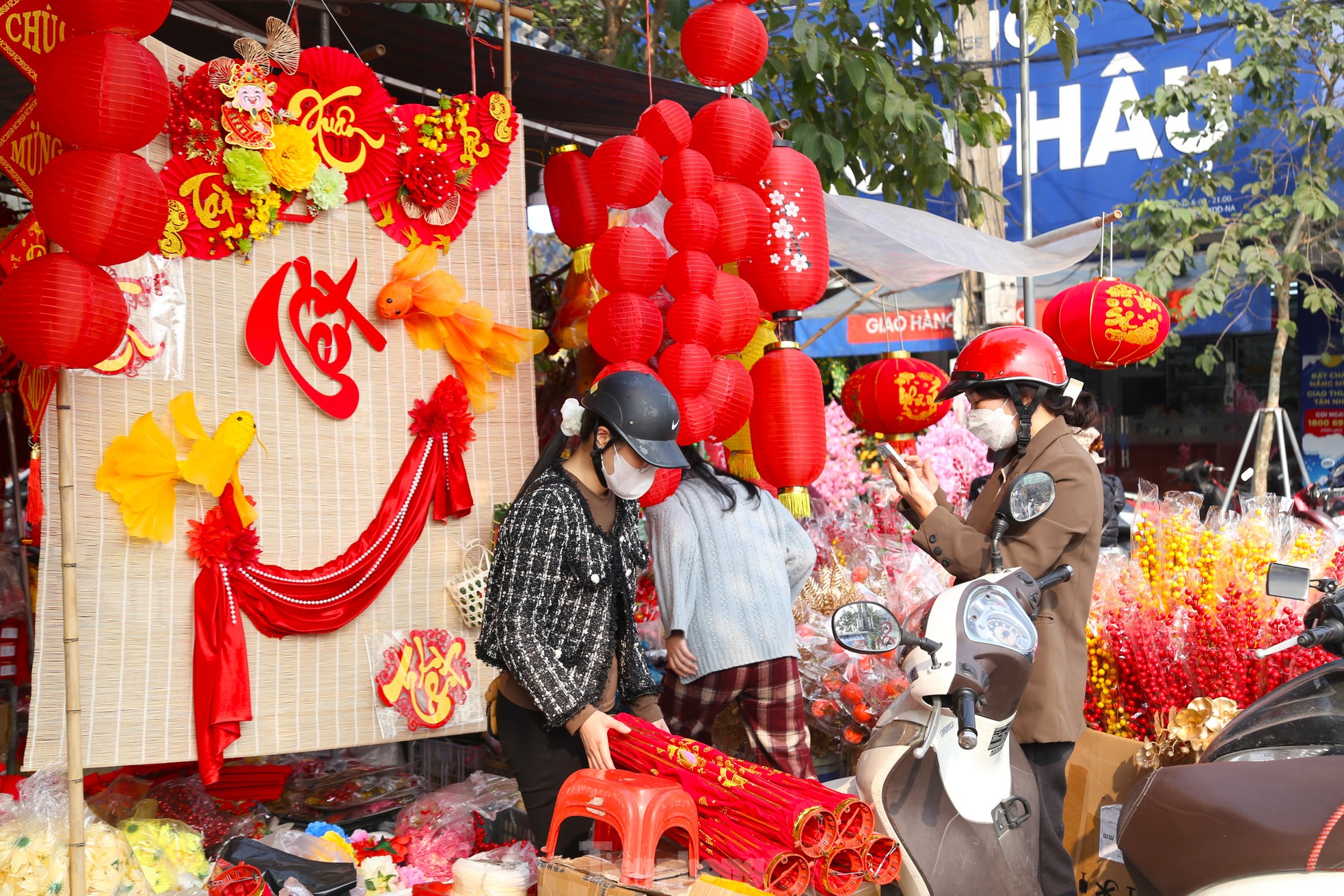 La primavera llega radiante a la calle más grande que vende decoraciones para el Tet en Nghe An. Foto 7