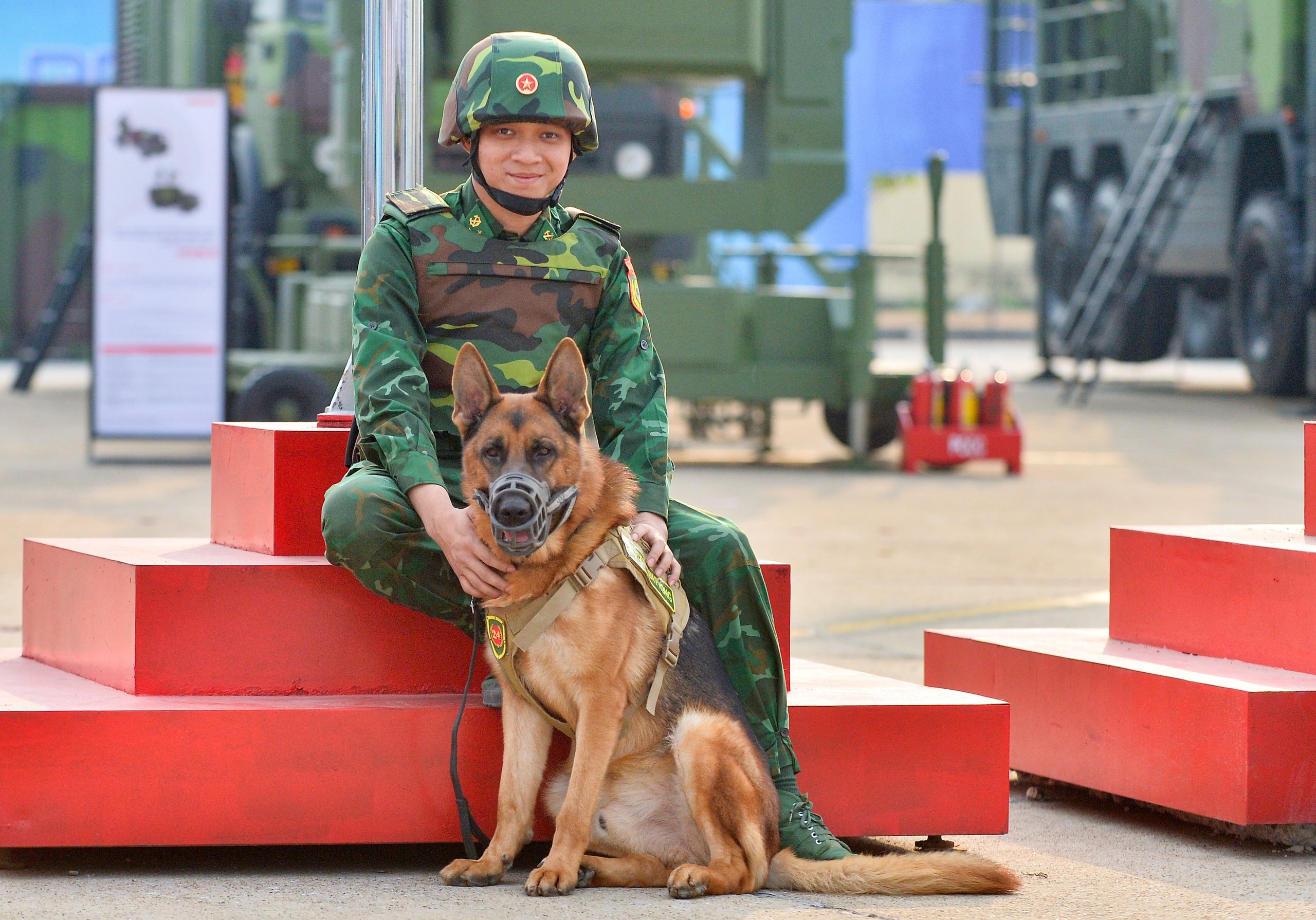 Chó nghiệp vụ từng cứu hộ Làng Nủ trình diễn tại Triển lãm Quốc phòng quốc tế- Ảnh 6.