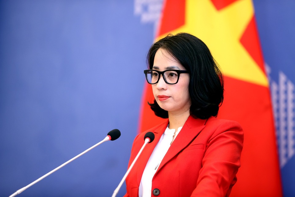 លោក Pham Thu Hang អ្នកនាំពាក្យក្រសួងការបរទេស។ រូបថត៖ MOFA