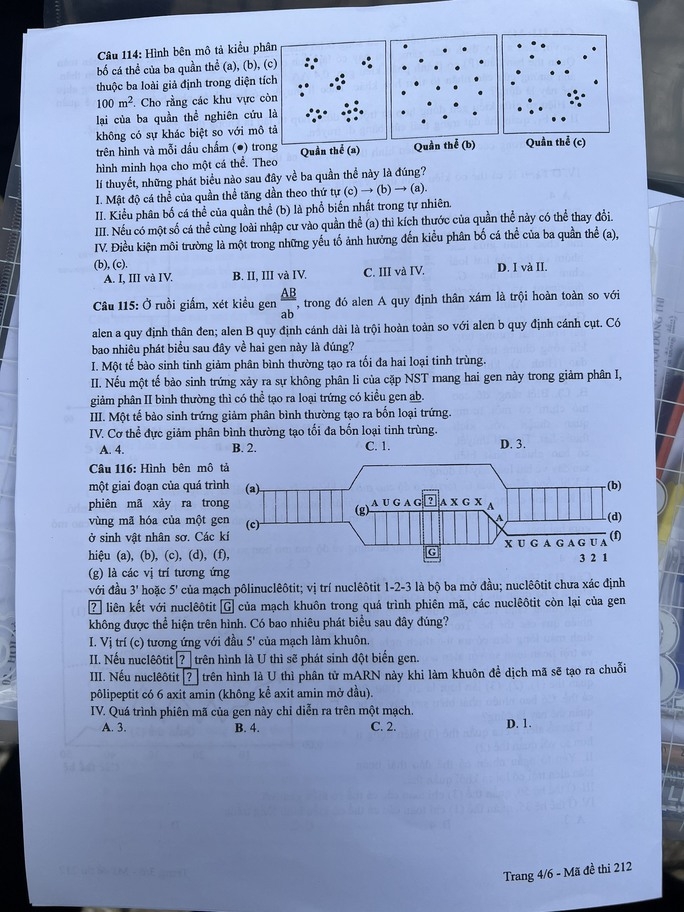 Détails de l'examen, réponses pour la physique, la chimie, la biologie photo 5