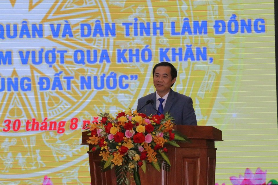 Đồng chí Nguyễn Thái Học - Quyền Bí thư Tỉnh ủy Lâm Đồng phát biểu tại Lễ phát động.