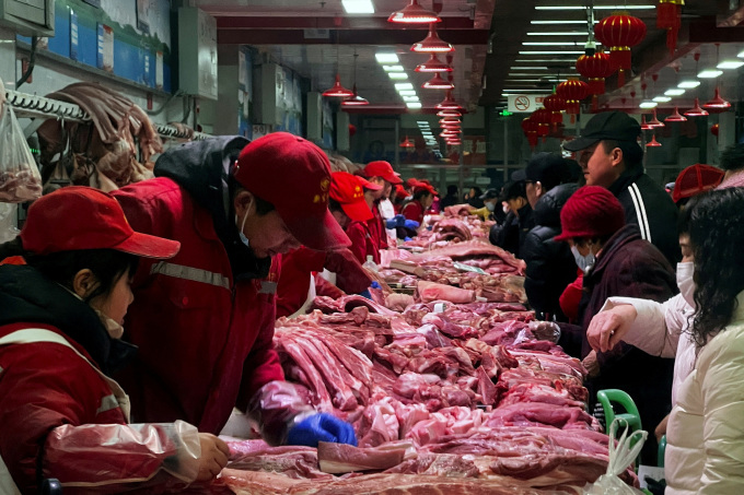 Cerdo en un mercado mayorista en Beijing, China. Foto: Reuters