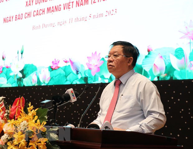 Party Central Committee Secretary and Head of the Central Propaganda Department Nguyen Trong Nghia speaks at the conference. (Photo: Chi Tuong/VNA)