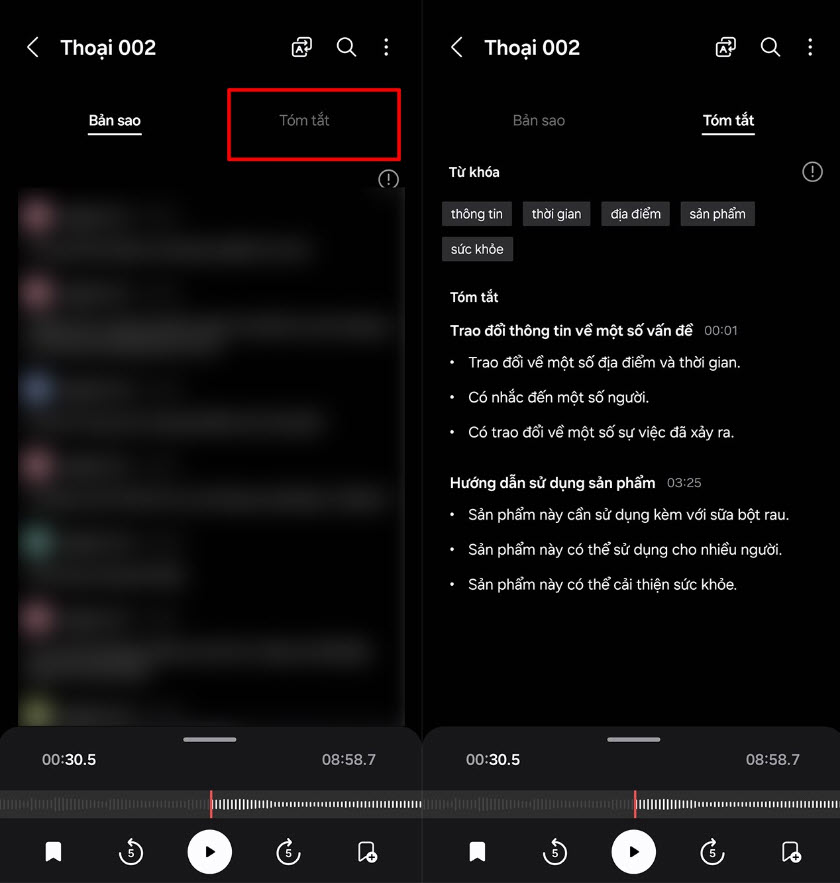 Summary of recording on Samsung using AI, a powerful tool for work and study efficiency, image 5