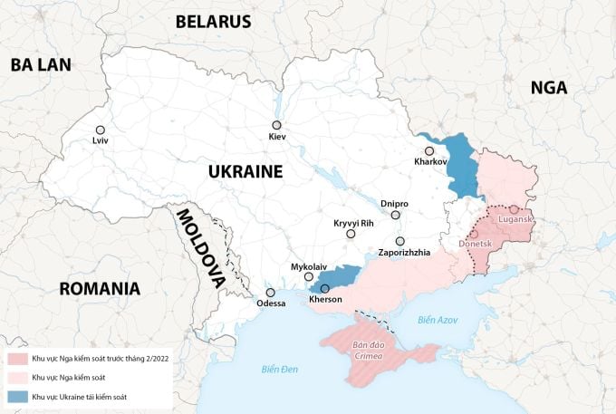 La situación de la guerra entre Rusia y Ucrania. Gráficos: WP