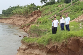 Vice Chairman of the Provincial People's Committee Nguyen Thanh Hai inspected and directed the repair of landslides and breakage of the Da River.