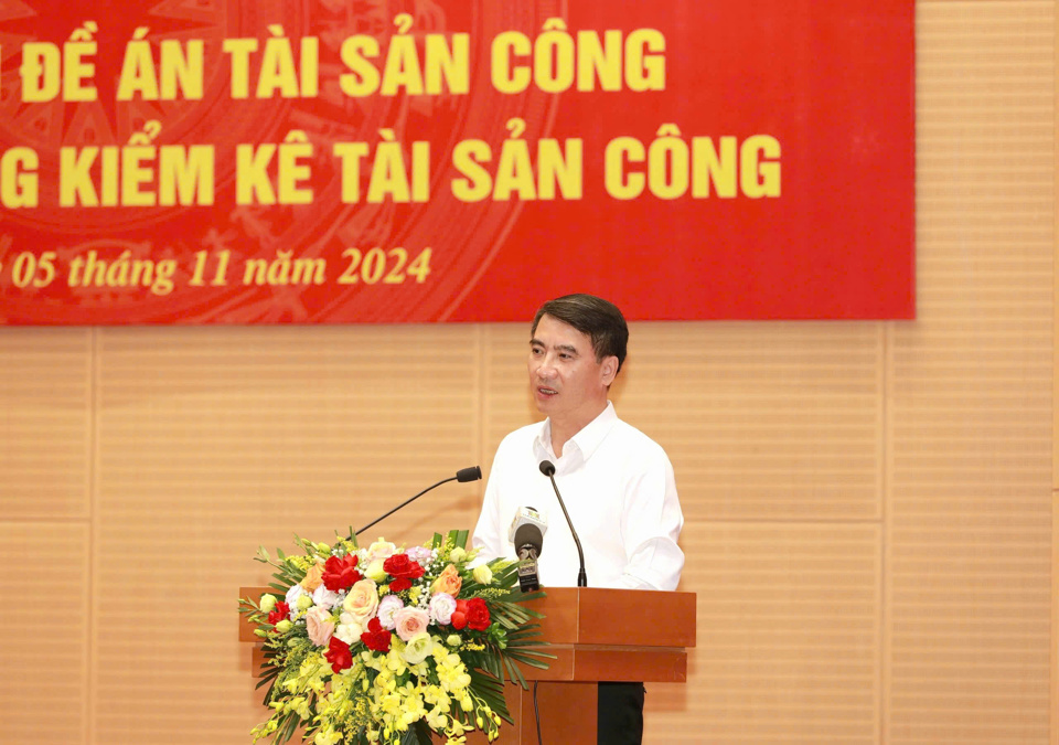 Der Direktor des Finanzministeriums, Nguyen Xuan Luu, hielt auf der Konferenz eine Rede. 