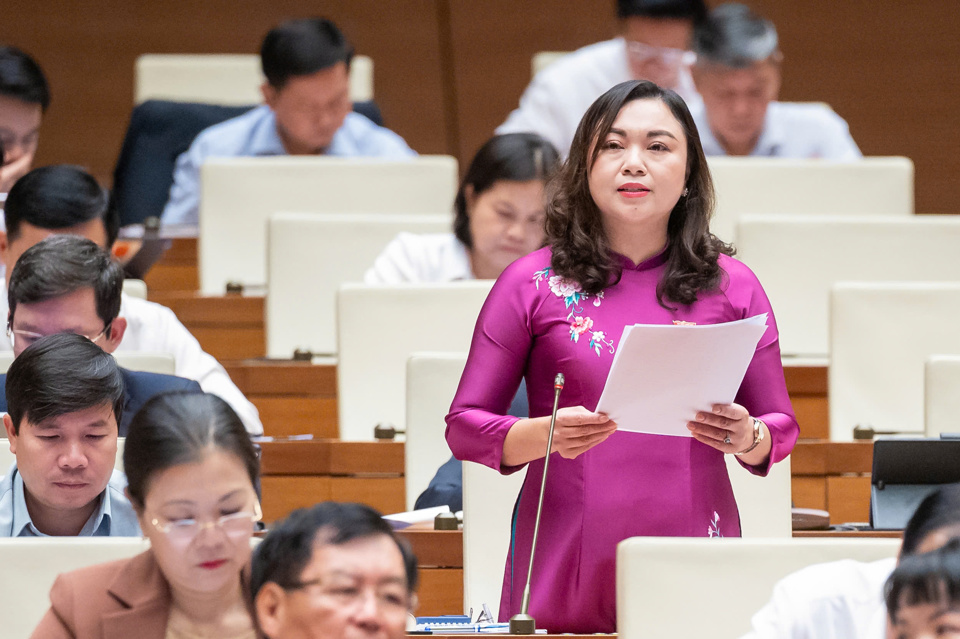 Der Delegierte der Nationalversammlung, Dang Bich Ngoc (Delegation der Nationalversammlung der Provinz Hoa Binh), sprach im Saal. Foto: Quochoi.vn