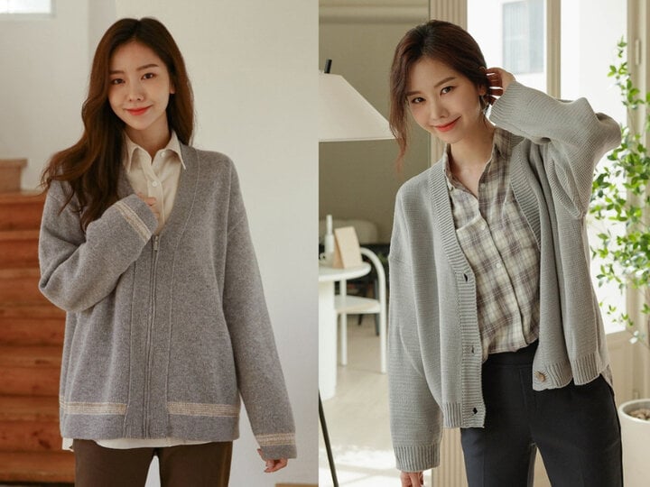 Áo cardigan là một kiểu áo khoác nhẹ và thích hợp cho cả mùa xuân và mùa thu. Có thể mặc nó trực tiếp hoặc làm lớp ngoại cỡ trên áo thun.