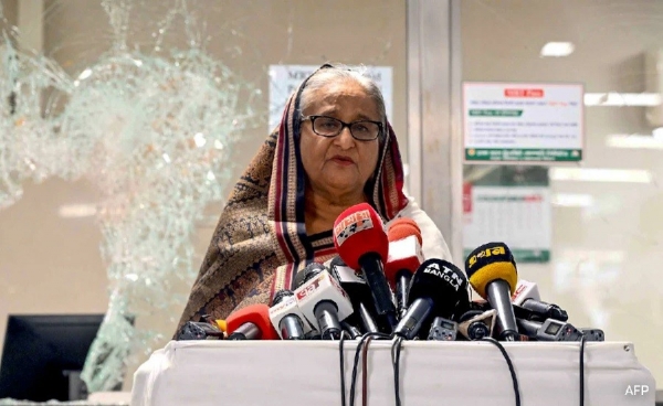 Le Premier ministre du Bangladesh démissionne, l'armée prend le pouvoir pour former un gouvernement intérimaire, où se trouve actuellement la dirigeante ?