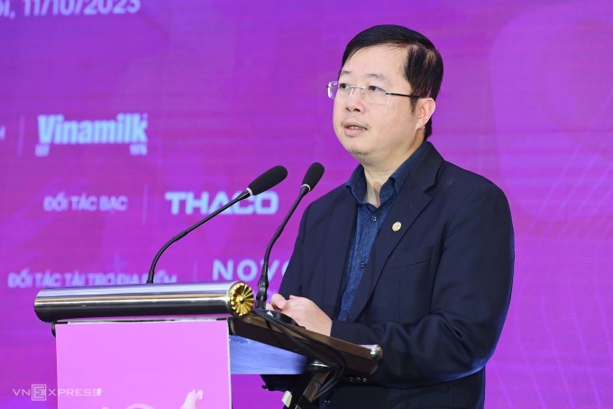 Deputy Minister of Information and Communications Nguyen Thanh Lam speaks at the event. Photo: Giang Huy