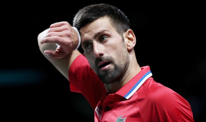 Djokovic trong trận thắng Norrie ở Malaga, Tây Ban Nha hôm 23/11. Ảnh: AP