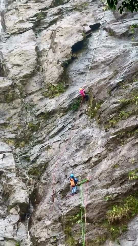 First time visitors experience climbing Do Quyen waterfall