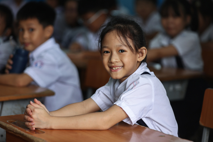 Estudiantes de la escuela primaria Dinh Tien Hoang, ciudad de Thu Duc, septiembre de 2023. Foto: Quynh Tran