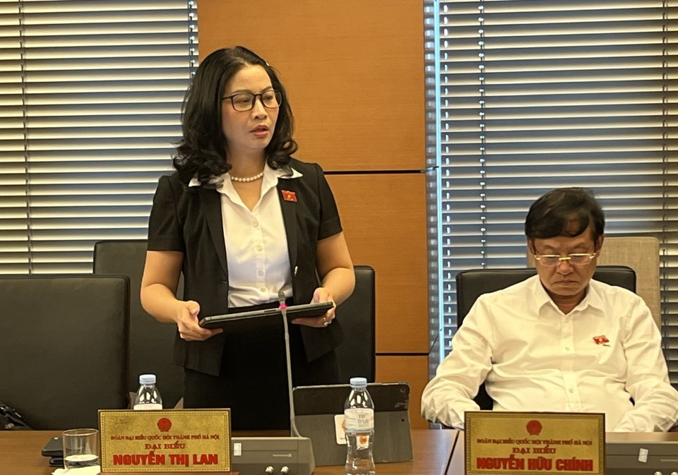 Les députés de l'Assemblée nationale discutent à la délégation de l'Assemblée nationale de la ville de Hanoi, le 31 mai