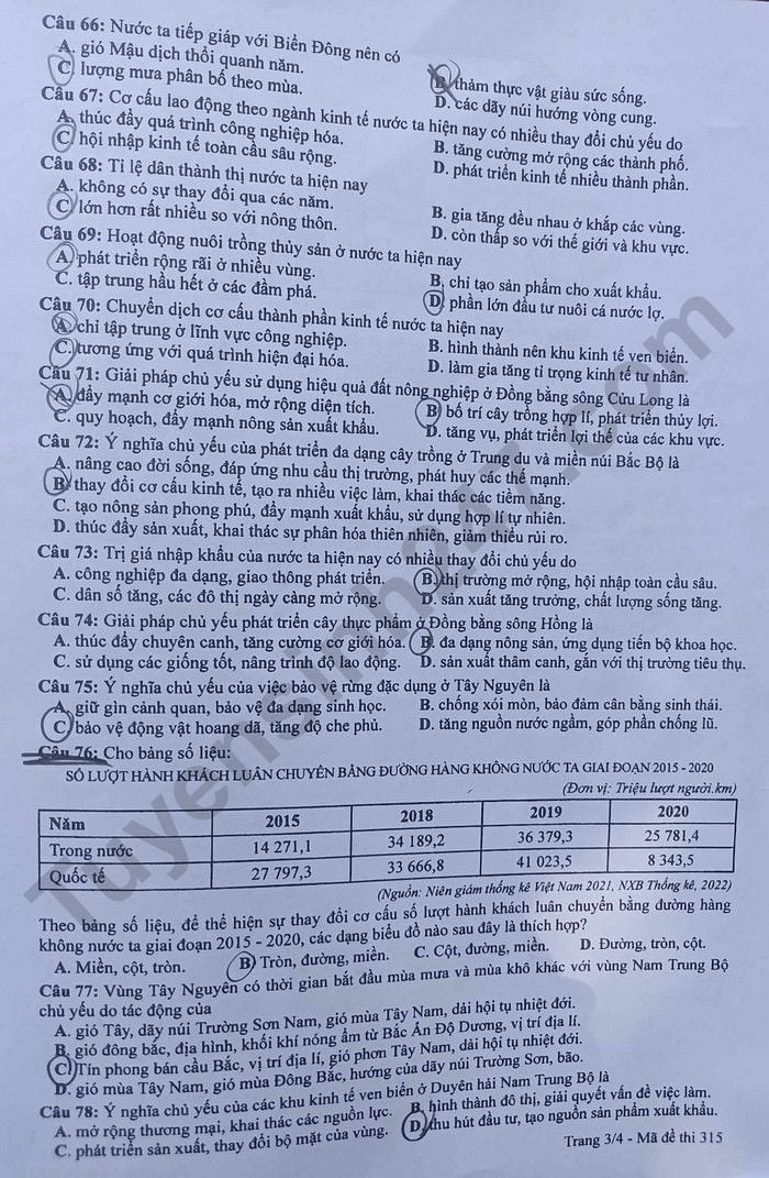 Examen de graduación de secundaria 2023, código de prueba de asignatura de geografía 315, imagen 3