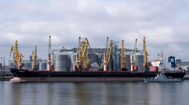 Ships carrying grain at the port of Odessa, Ukraine. (Photo: Getty)