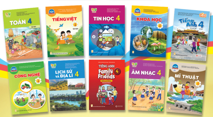 Couvertures de certains manuels de 4e année de la maison d'édition Vietnam Education. Photo : Maison d'édition éducative du Vietnam