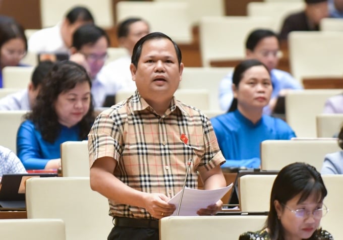 Mr. Nguyen Duy Thanh, Vice Chairman of the Ca Mau Province Business Association, spoke at the discussion session on the Law amending and supplementing a number of articles of the Law on Property Auction, on November 28. Photo: National Assembly Media