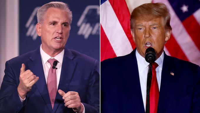 Cựu tổng thống Mỹ Donald Trump (phải) và cựu chủ tịch Hạ viện Kevin McCarthy. Ảnh: CNN