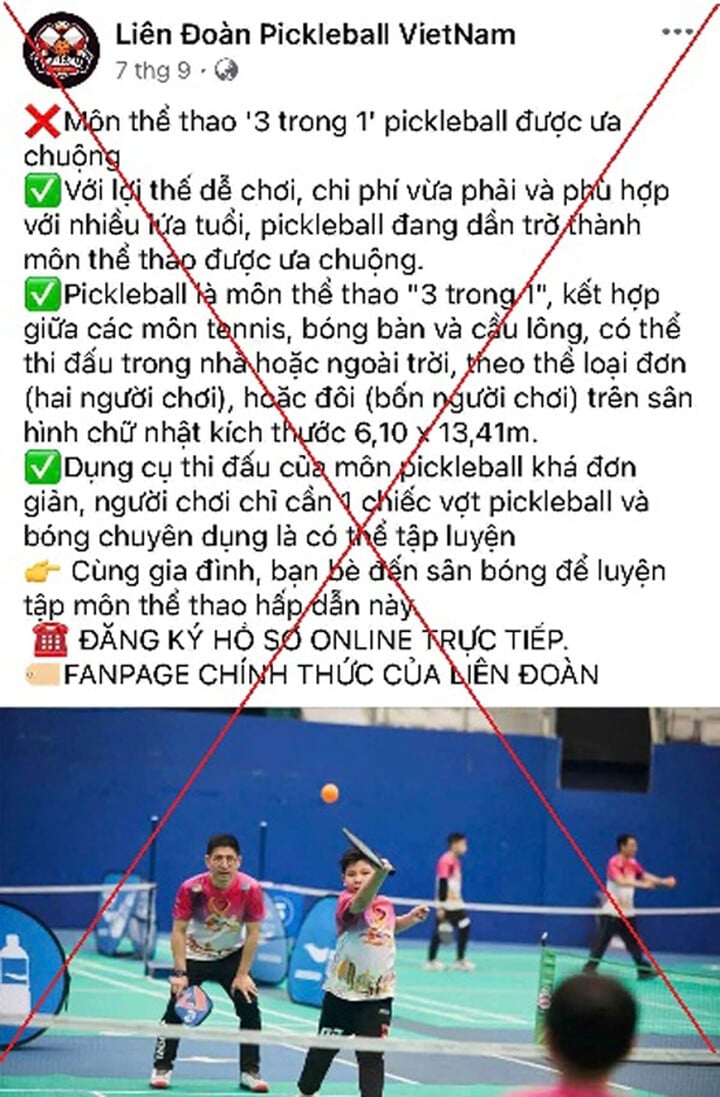 Méfiez-vous des fausses pages Facebook de la « Vietnam Pickleball Federation ». Photo : CACC