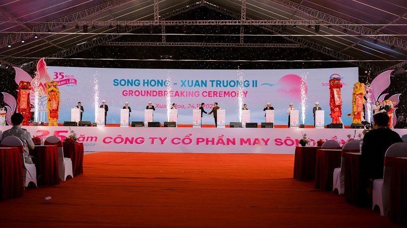 Церемония закладки первого камня завода Song Hong – Xuan Truong 2. Фото: Акционерная компания Song Hong Garment