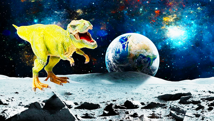 Auf Planeten, die weit von der Erde entfernt sind, könnte es Dinosaurier gegeben haben. (Foto: Jiangdi/Shutterstock.com, Space Creator/Shutterstock.com/IFLScience)