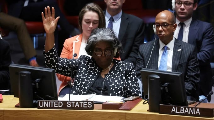 Ambassador Linda Thomas-Greenfield during a vote at the Security Council on October 18, 2023. Photo: Reuters