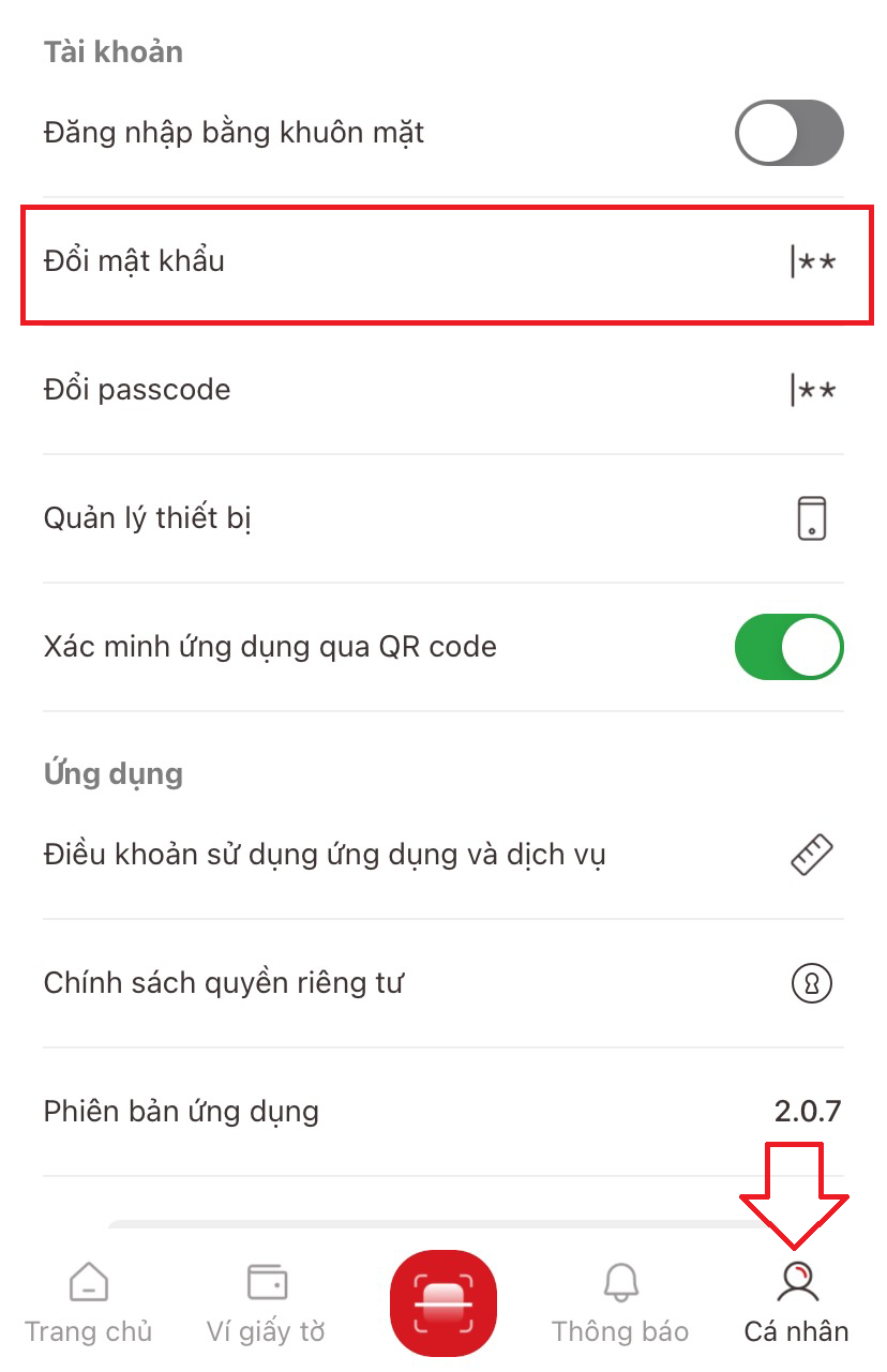 Hướng dẫn cách đổi mật khẩu, passcode VNeID