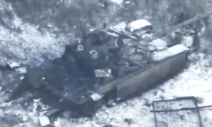 Russian T-90M tank destroyed by Ukraine in December 2023. Photo: Telegram/NMFTE