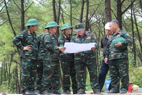 Quang Tri Provincial Military Command inspects the construction of the Provincial Military Training Exercise Command Center