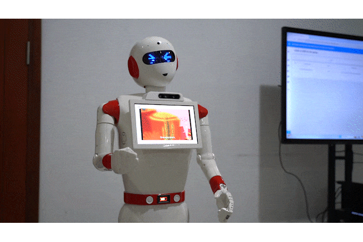 Robot that can dance, sing and teach English of military school instructor