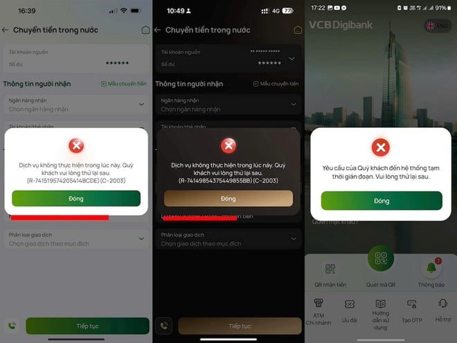 Vietcombank system error, customers encounter difficulties when transacting