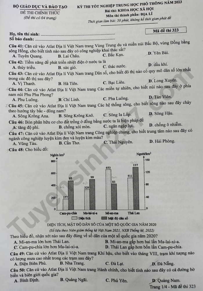 Examen de graduación de secundaria 2023, código de prueba de asignatura de geografía 323, imagen 1