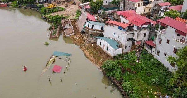 El Instituto de Recursos Hídricos de Vietnam fue a Bac Ninh para "investigar" la causa del hundimiento de seis casas a lo largo del río Cau.