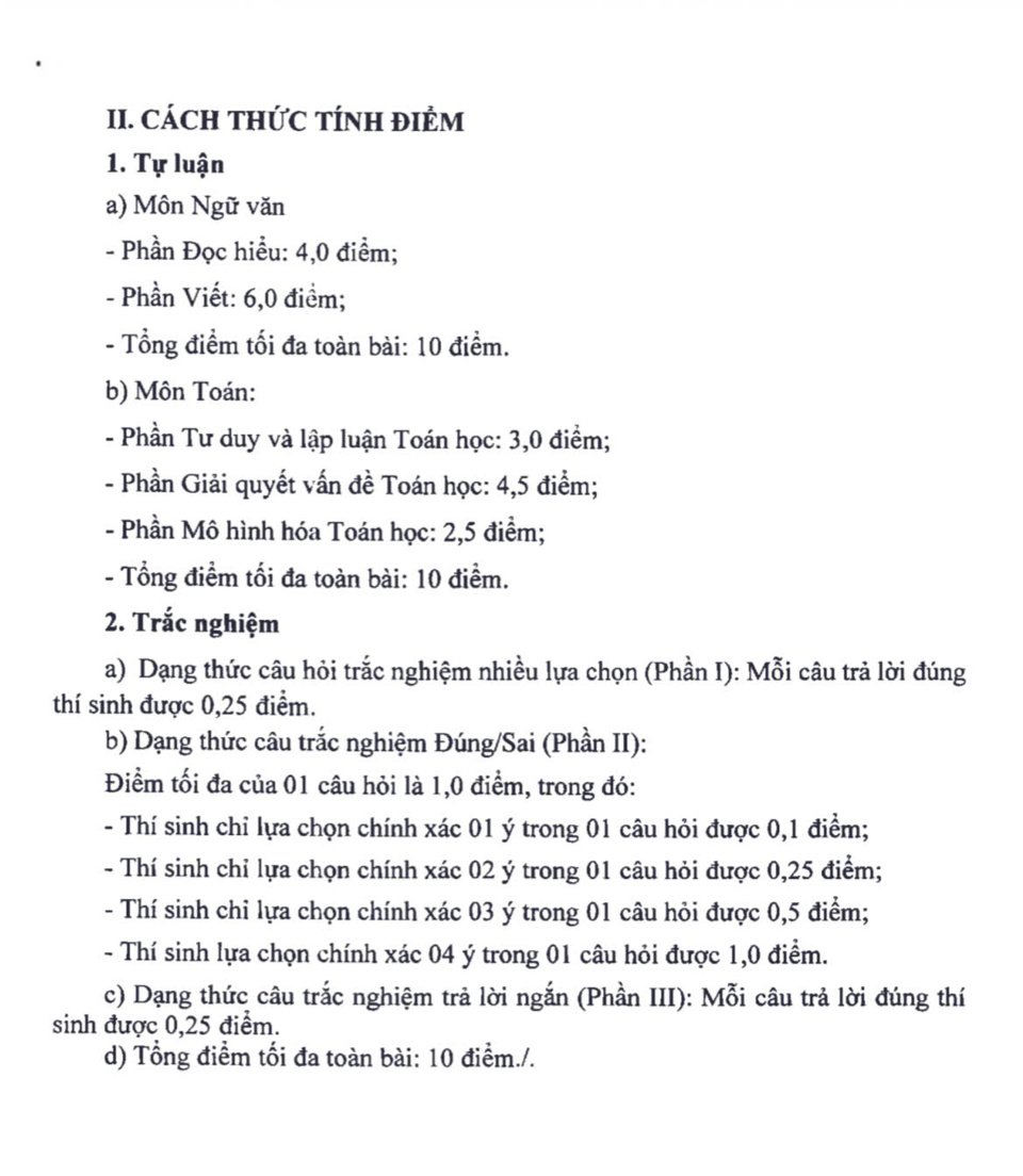 Hà Nội công bố cấu trúc định dạng, đề minh hoạ các môn thi lớp 10 - Ảnh 2